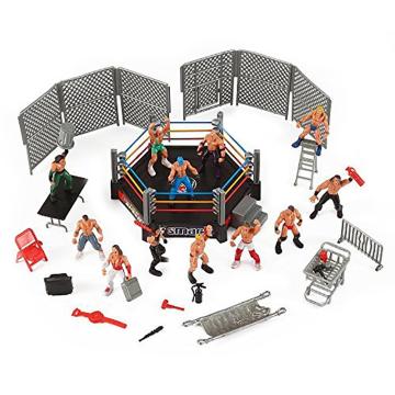 Wrestling Club Wrestler Athlete Gladiator Model Doll Warrior Toy Set with Fighting Station and Cage Arena Ring Gift for Children