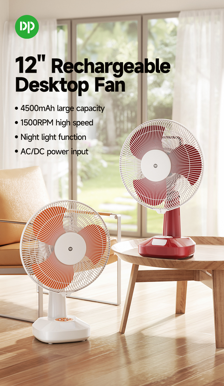01-F111AT-F111AT-12 Inch Rechargeable Table Floor Solar Fan AC DC with LED Light