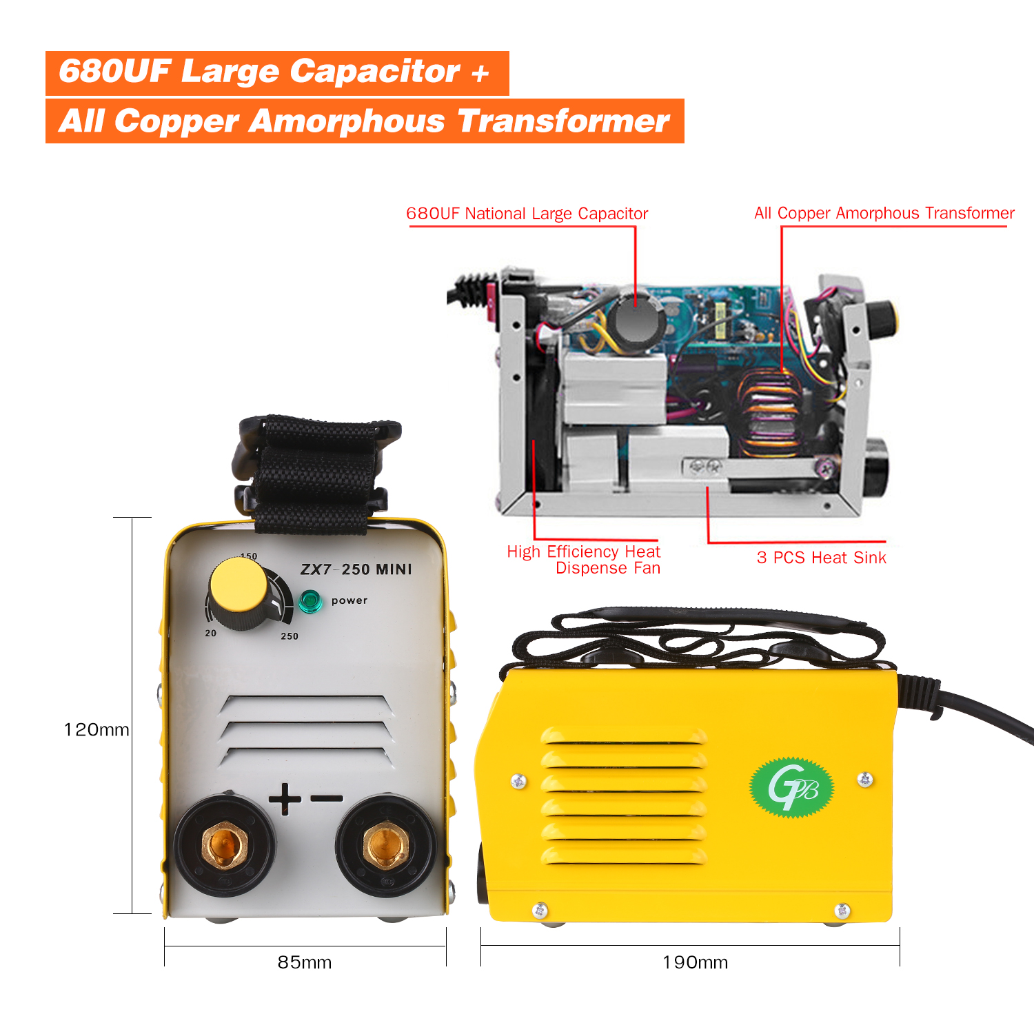 Arc tig Welder 250Amps IGBT Welding Machine Portable Mini Electric Welder Anti-Stick for 2.5-3.2mm Rods for Welding Electric