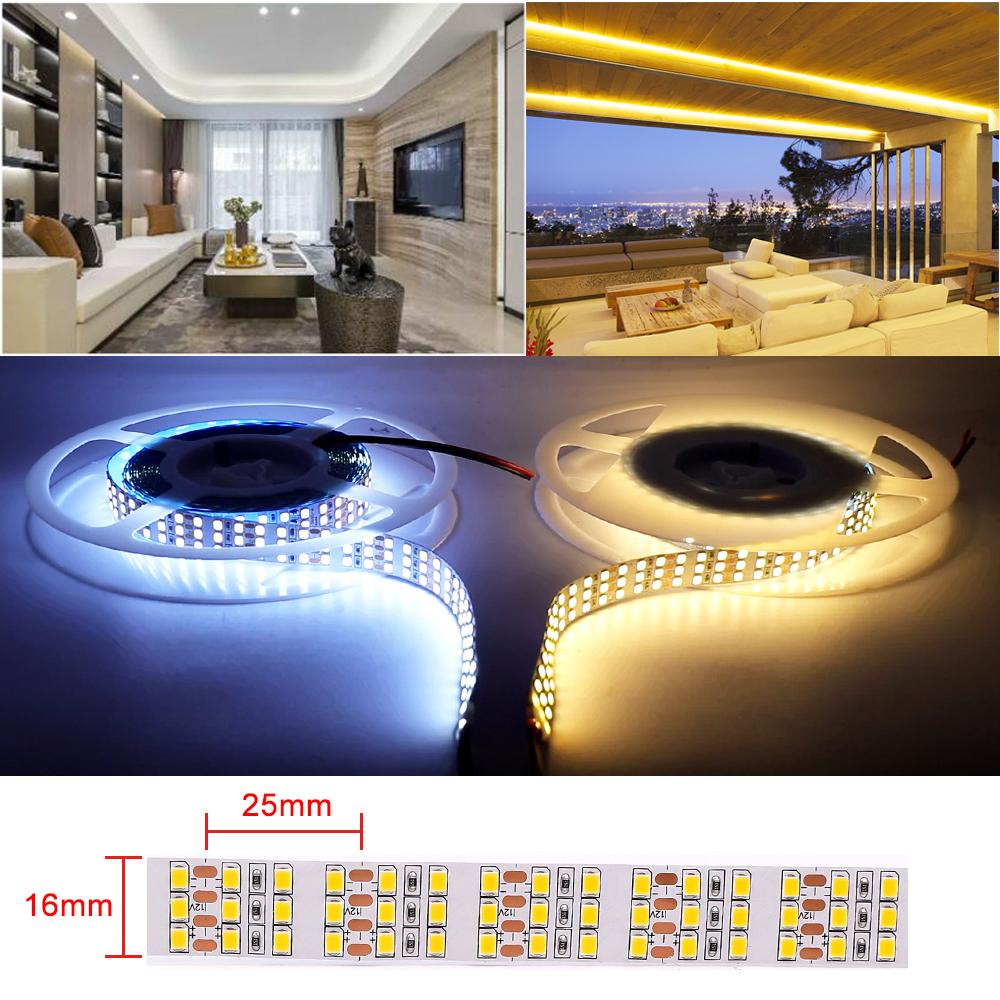 5m LED Strip 2835 5050 5054 120 240leds/m DC12V Flexible Rope Ribbon Tape Light Lamp Natural / Warm White