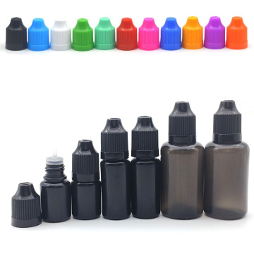 200pcs 5ml 10ml 30ml Empty Plastic Needle Bottles Black PE Easy Squeeze With Childproof Cap E Liquid Dropper Vail