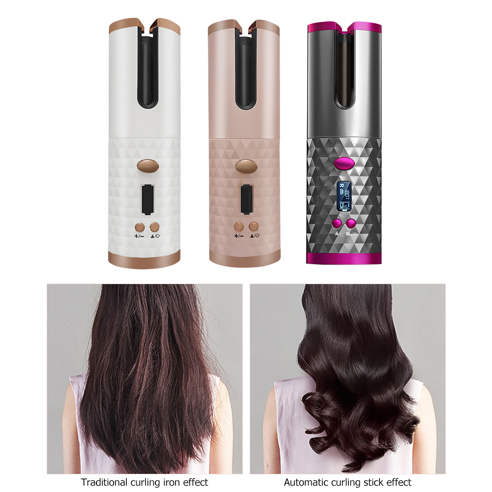 Wireless Automatic Curling Iron Multifunctional USB Rechargeable Hair Curler LCD Display Portable Ceramic Curly Hair Machine