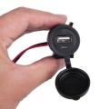 Waterproof Motorcycle USB Charger 12V Plastic Cover USB Charging Power Adapter with LED Indicator Light Black Moto Accessories