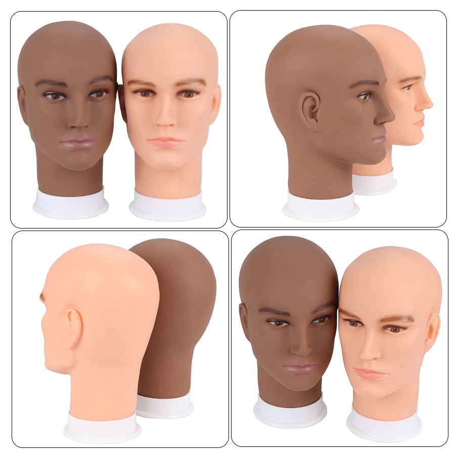 Famous Brand Plussign Male Bald Head No Hair Mannequin Jewelry Model Glass Hat Wig Display Base Man Pvc Training Practice Head