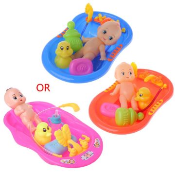 1Set Bathtub With Baby Doll Bath Toy For Child Water Floating Toys Early Educational