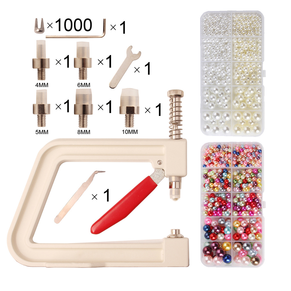 Hand Attaching Pearl Setting Machine Tools Kit Beads Rivet Fixing Machine for DIY Crafts Supplies Imitation Round Pearl Tool New