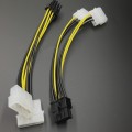 5pcs 18cm 8(6+2) Pin to Dual 4 Pin Video Card Power Cable Adapter 8Pin to 2 4Pin Graphics Card Power Cord Copper Wire for Mining