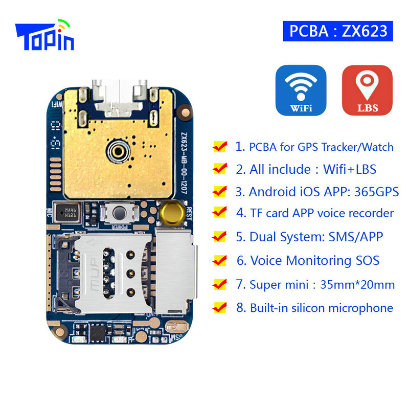 New Arrival ZX623W GPS Tracker Module Cheap GSM Wifi LBS Locator PCBA SOS Web APP Tracking Voice Recorder TF Card SMS Coordinate