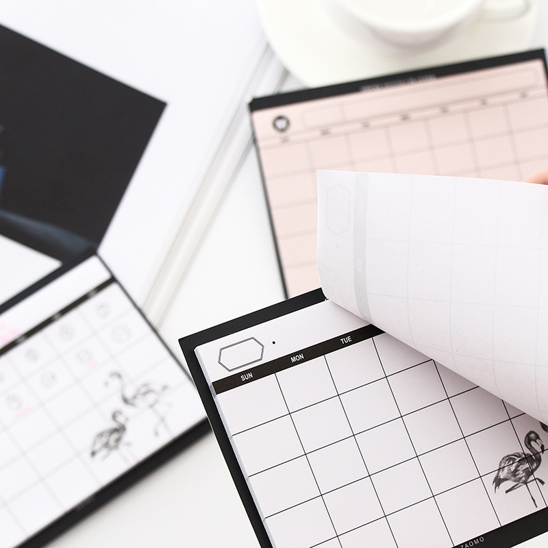 1PC 30 Sheet Creative Simple Weekly Planner Flamingo Book Desktop Schedule Month Plan Tear the Notebook Work Efficiency Summary