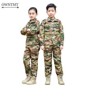 Military Uniform for Children Outdoor Kids Teenagers Tactical Camouflage Set Ghillie Suit Army Soldier Airsoft Combat Shirt Pant