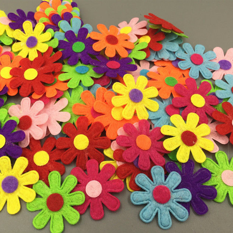 DIY 200Pcs Flowers Felt Appliques Fabric Flower decoration Non-woven Crafts 27mm