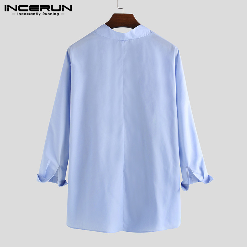 2021 Mens Shirts Chinese Style Solid Color Men Shirt Retro Stand Collar Hanfu Elegant Camisa Vintage Lace Up Long Sleeve S-5XL