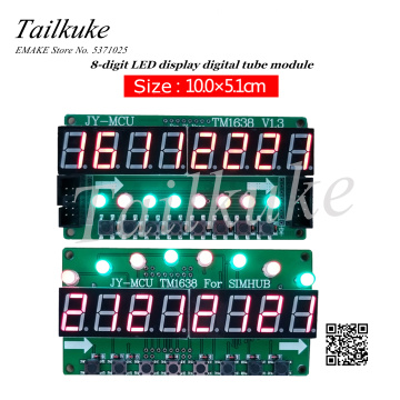 JY-MCU 8-digit Digital Tube + Button + Two-color LED Display Module Red TM1638 Chip with Line