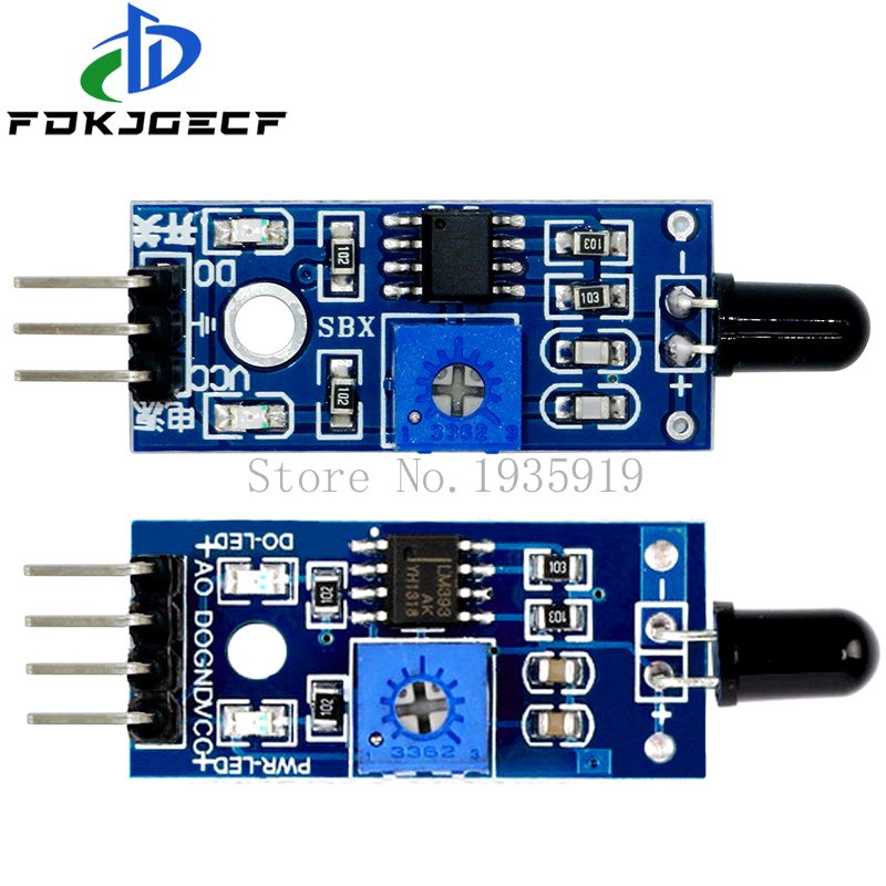 LM393 3 Pin / 4 Pin IR Flame Detection Sensor Module Fire Detector Infrared Receiver Module for arduino Diy Kit
