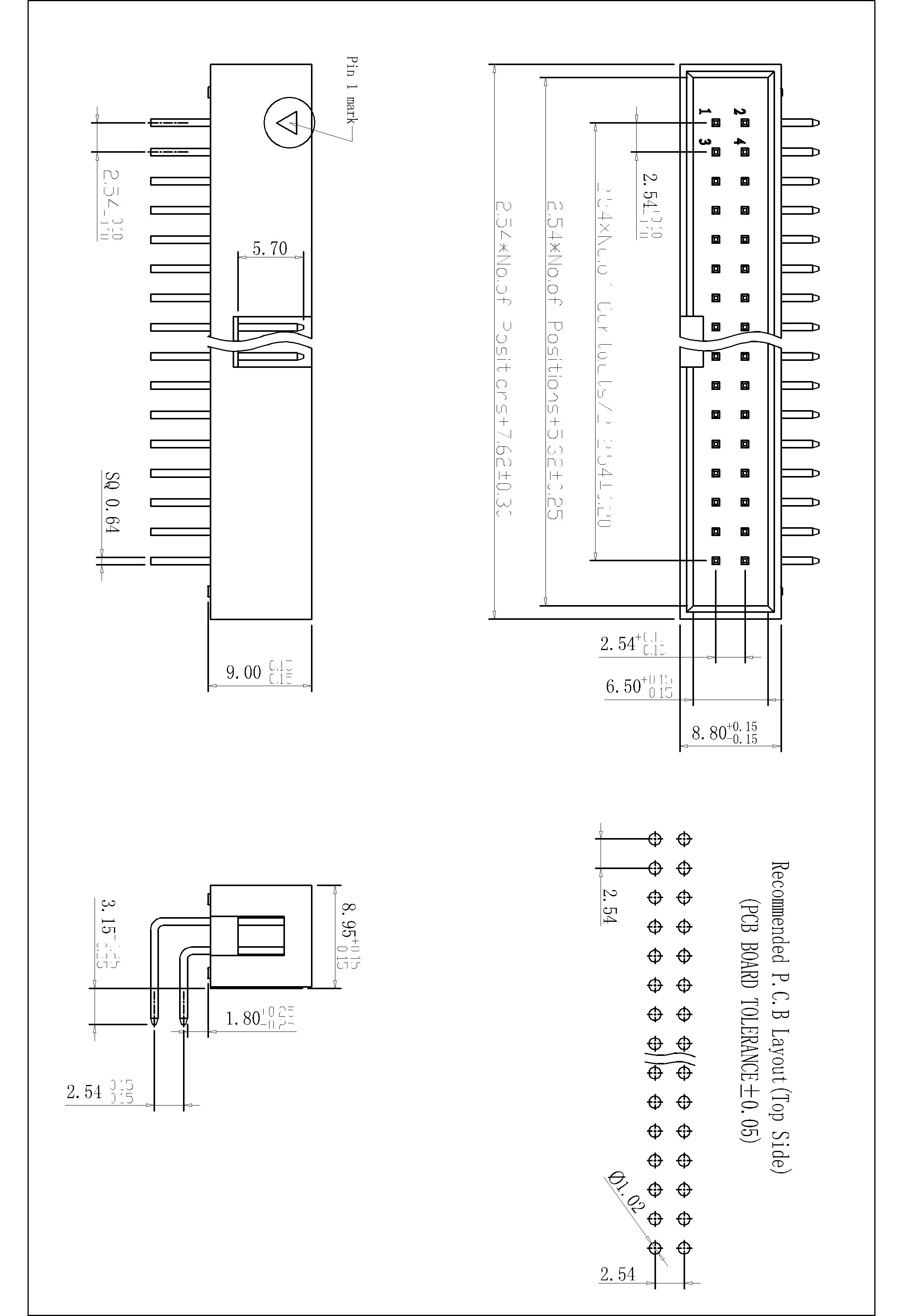 BHDR01 2.54mm Box Header 90°H=9.0