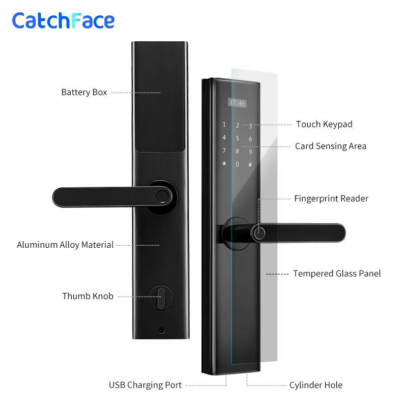 Electronic Fingerprint Door Lock Tuya App Smart Door Lock Luxury Stainless Steel Wifi Digit Door Handle Lock For Home Apartment