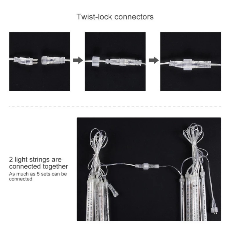 30cm Waterproof Meteor Shower Rain 8 Tube LED String Lights For Outdoor Holiday Christmas Decoration Tree EU/US Plug