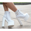 Europe and America sexy high heels nightclub bar performance white women's shoes 15 cm super high heel waterproof platform