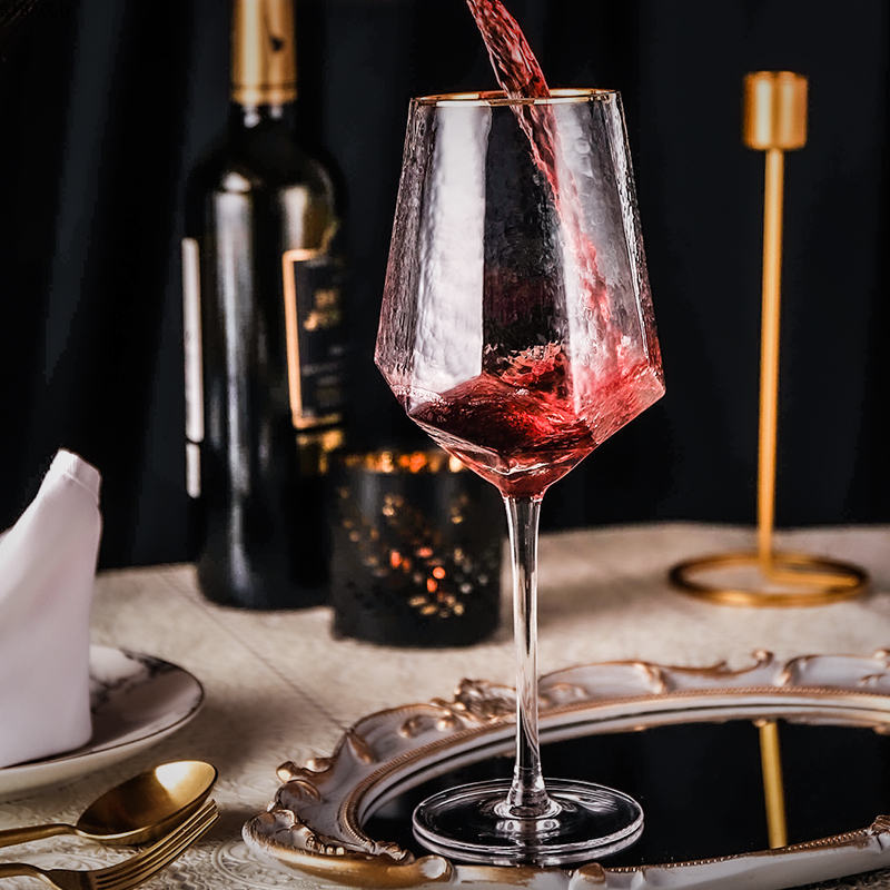 Creative Glass Wine Glasses Home Hammered Goblet Red Wine Glass Diamond Champagne Glass Wine Glasses
