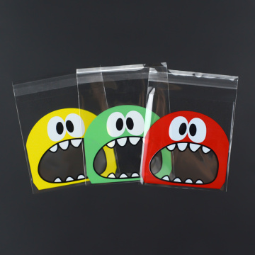 100pcs/Lots Baking Package Cartoon Big Mouth Monster Self-Sealing Bag Candy Chocolate Gift Packaging Party Supplies