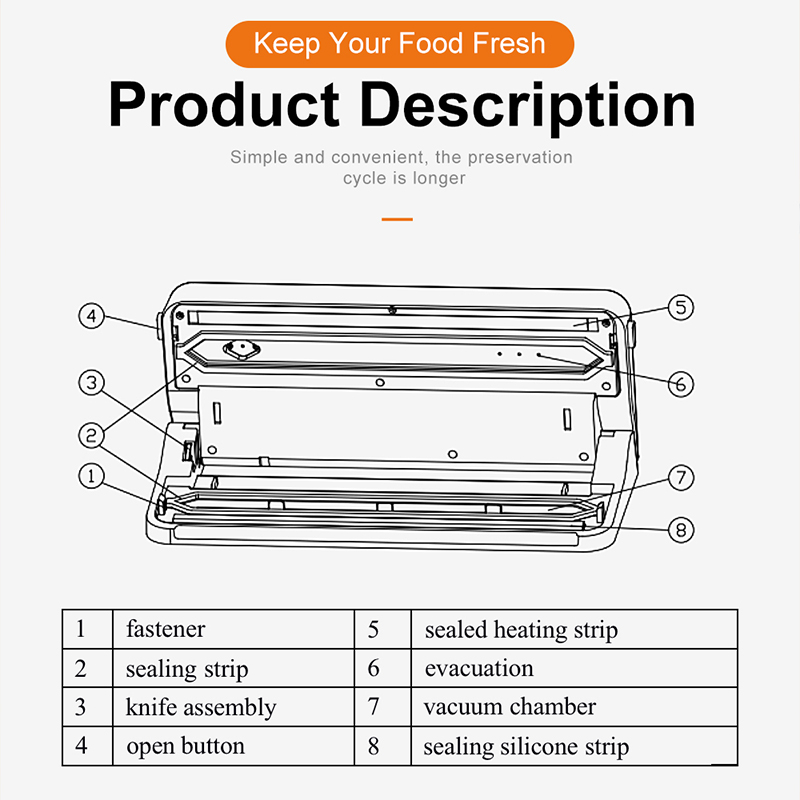 White Dolphin Food Vacuum Sealer Packaging Machine Kitchen 220V 110V Vacuum Packing Machine Including 10 pcs Food Saver Bags