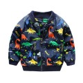 CROAL CHERIE 80-130cm O-Neck Kids Boys Jacket Navy Green 2020 Spring Dinosaur Printing Children Clothes Girls Coat Outerwear