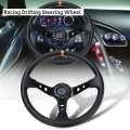 Car Racing Steering Wheel Drift Auto Sports Steering Wheel 14 inch 350mm PU & Aluminum Universal Deep Corn Dish Modified Parts