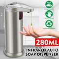 280ml Touchless Liquid Soap Dispenser Stainless Steel Infrared Sensor Automatic Liquid Soap Dispenser for Kitchen Bathroom