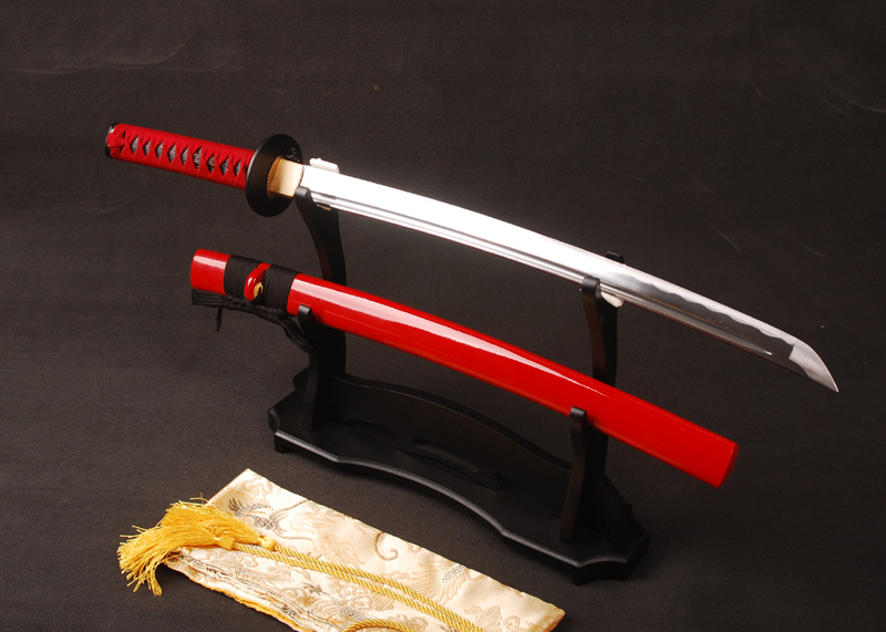 Brandon Swords Training Japanese Wakizashi Sharp Samurai Sword 1060 Carbon Steel Wave Hamon Blade Full Tang Battle Ready Knife