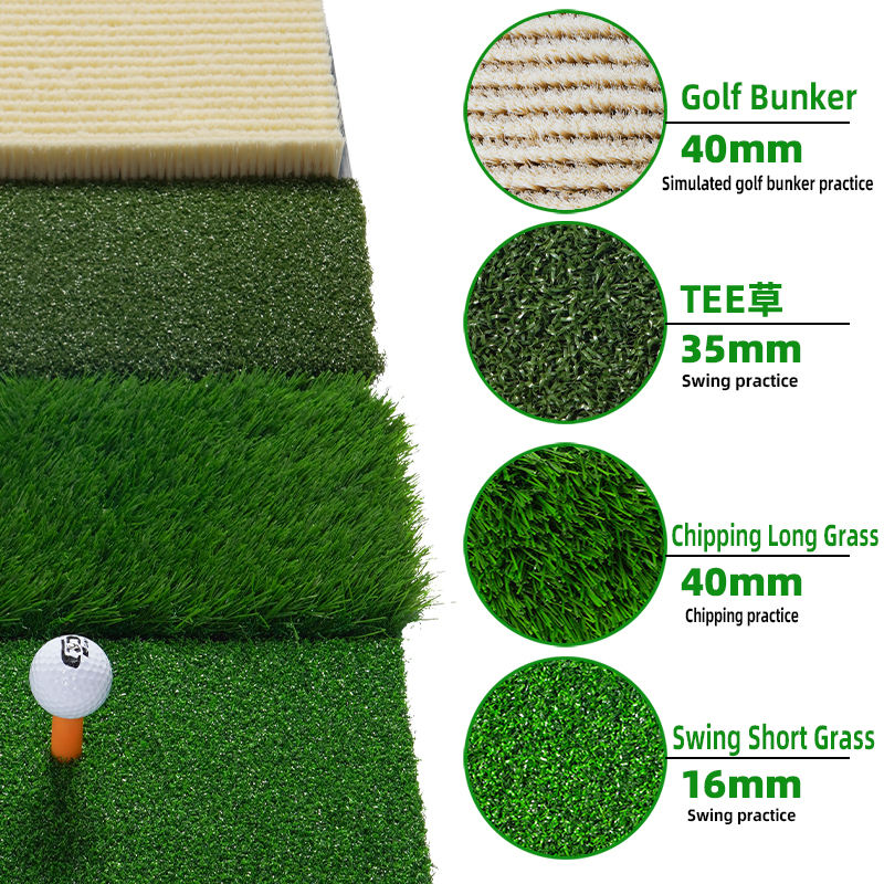 4 in 1 Golf Hitting Mat Simulated Bunker Long Short Grass Practice Mat with EVA Base Non Slip Durable Artificial Turf2