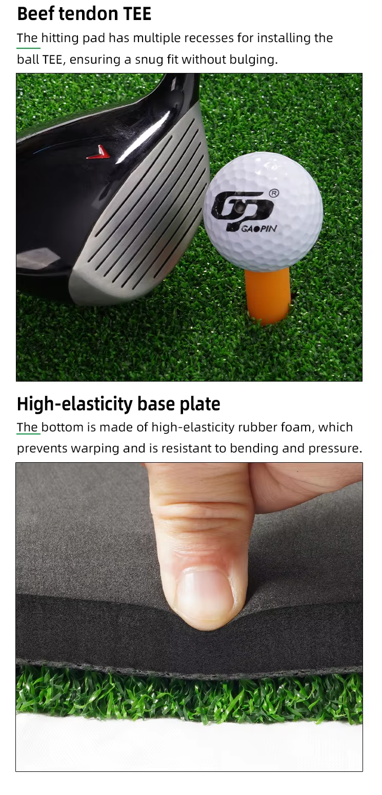 GP Interlocking 3-Piece Golf Practice Mat Heavy Duty PP Grass Non-Slip Pad Easy Storage for Home Garden Simulator Training4