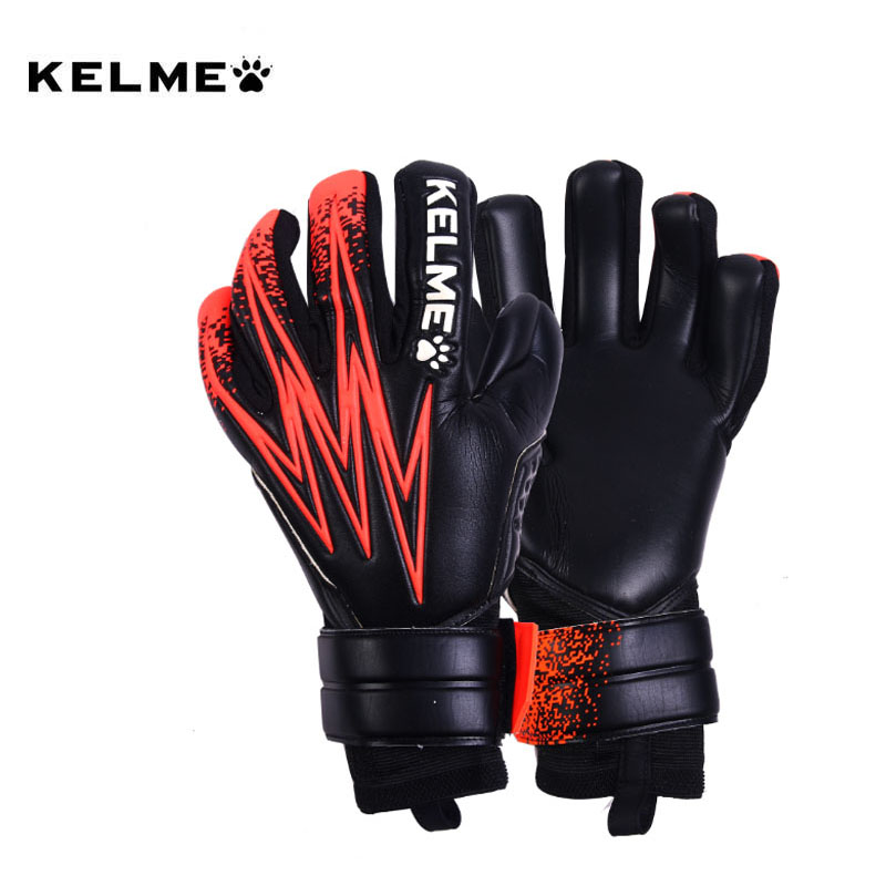 KELME Kids Men Goalie Soccer Goalkeeper Gloves Thicken Full Latex Foam Professional Training Football Gloves 5 Finger Save Guard