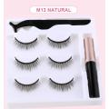 Three Pairs Of 3D Magnetic Eyeliner Liquid False Eyelashes Set Magnet Eyelashes Eyeliner&magnetic eyelashes & Tweezer Set