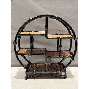 Mini Round Qiong Bamboo Antique Shelf