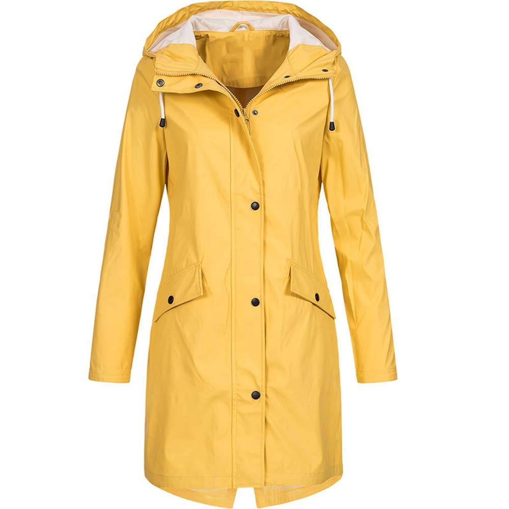 Women Rain Jacket Hooded Coat with Pockets Outdoors Ladies Waterproof Windbreaker Lightweight Hooded Raincoat S-5XL