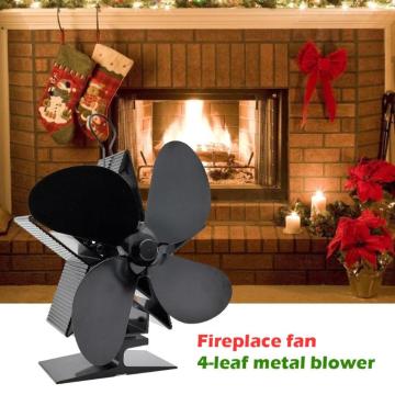 4 Blade Heat Powered Stove Fan Wood Burner Home Heat Distribution Quiet Fan Fireplace Fan 4 Blade Metal Blower Fireplace Parts