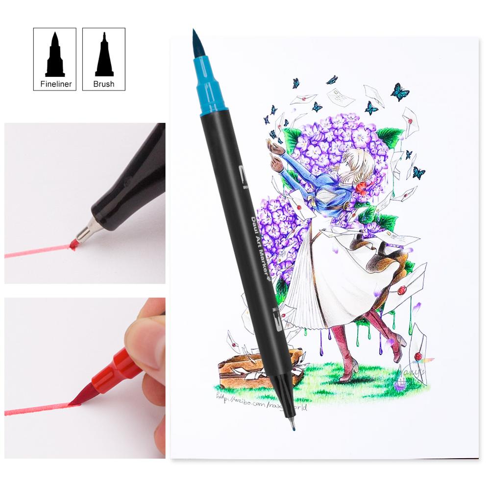 48/60/72/100 Color Watercolor Markers for Drawing Painting Set Professional Water Coloring Brush Pen Set Dual Tip for School