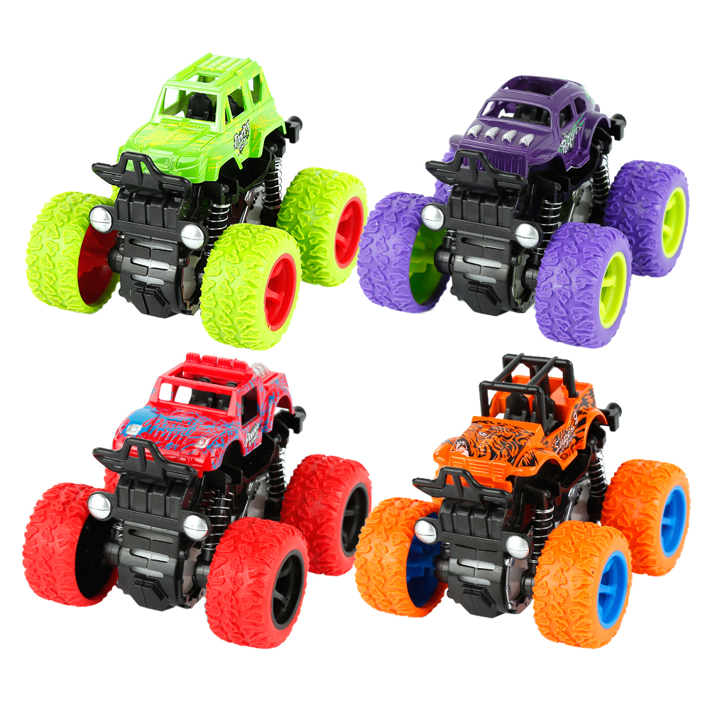 Action & Toy Figures Inertial Spring Off-road Vehicle Four Rubber Wheels Drive Car Model Toys For Children Kids Amazing Gift