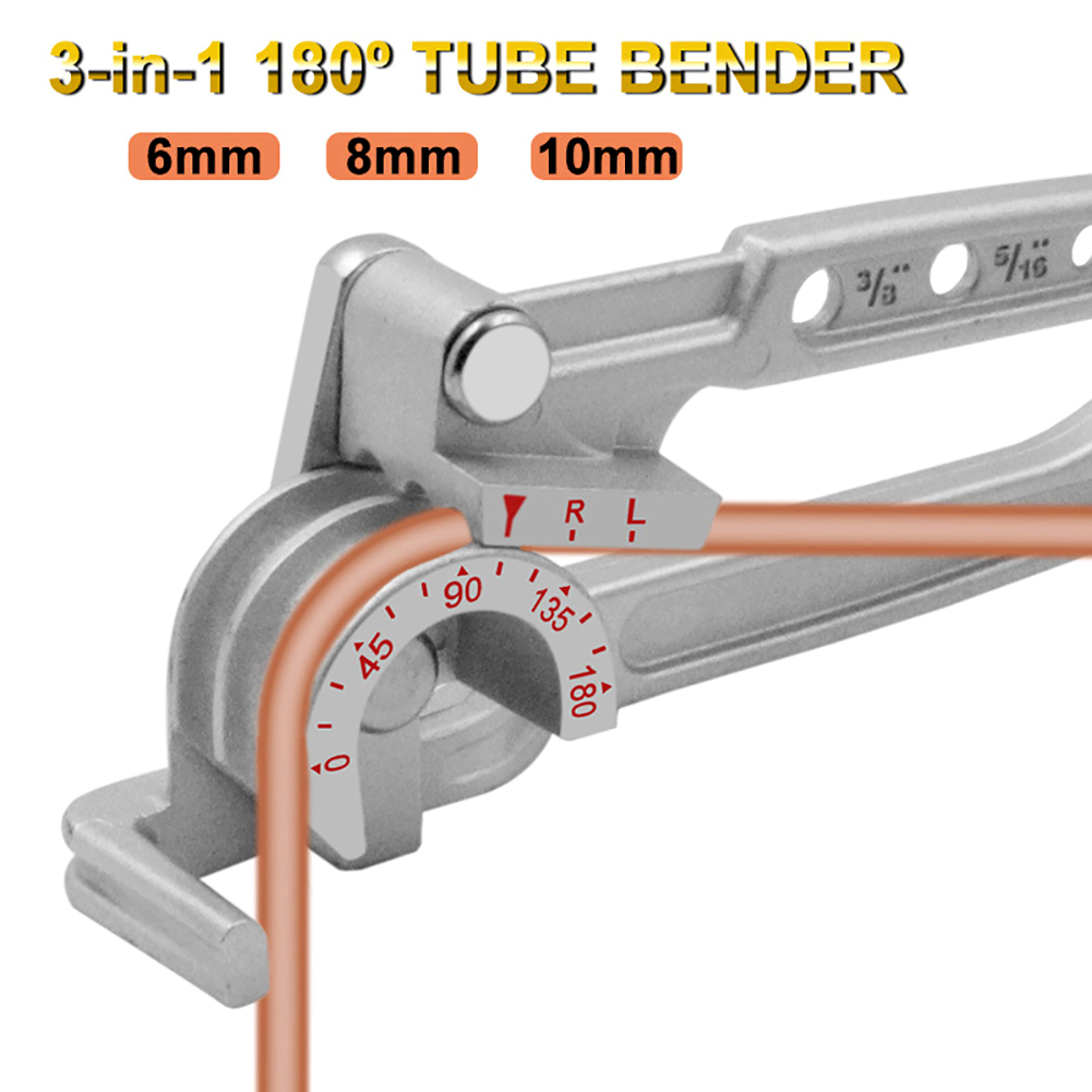 Three-in-one Manual Pipe Bender Tube Bending Machine 180 Degree 1/4" 5/16" 3/8" Metric Tubing Bender Pipe Bending Machine