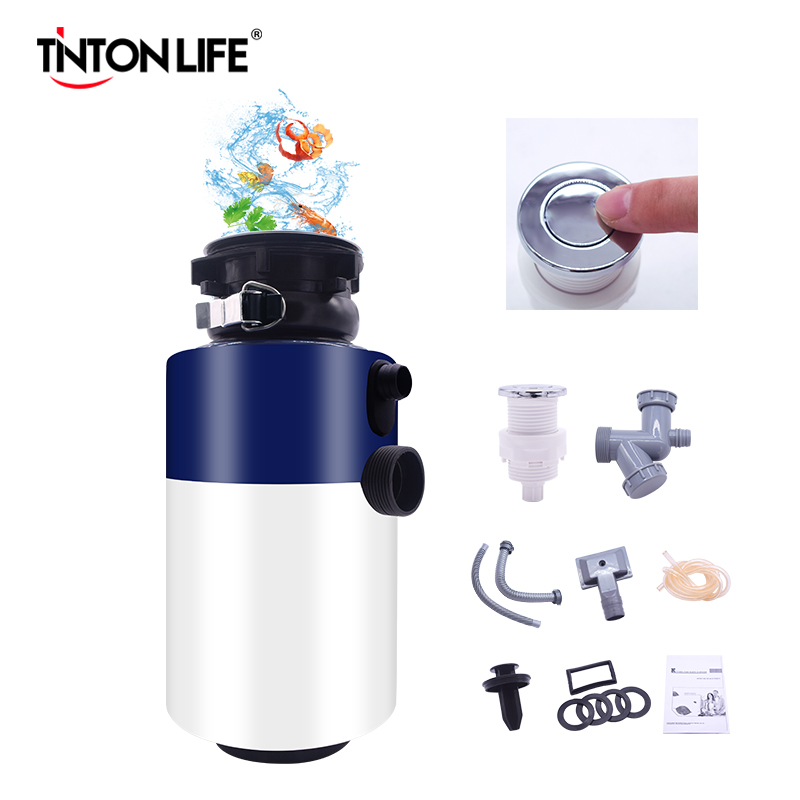 220V Household Food Waste Disposers with Air Switch Kitchen Garbage Disposal 1000ml Food Crusher Stainless Steel Grinder 560W
