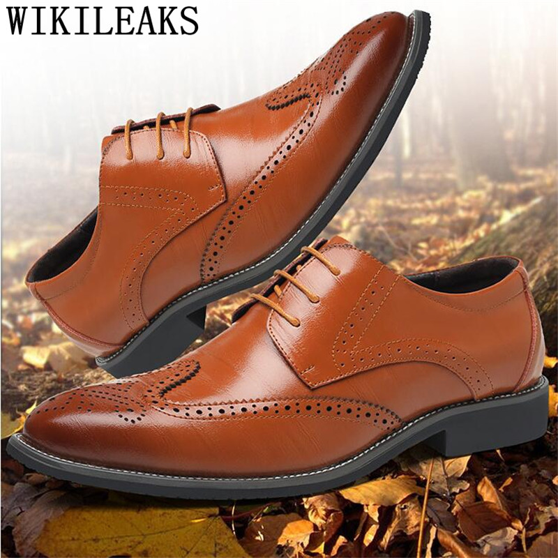 Elegant Desinger Shoes Mans Brogue Shoes Men Formal Leather Oxford Shoes For Men Zapatos Hombre Vestir Herren Schuhe Italienisch