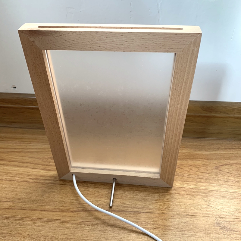 USB Wood Photo Frame Table Lamp with Blank Acrylic Panels Wooden Night Light Bedroom Decoration Led Photo Frame 3 light colors