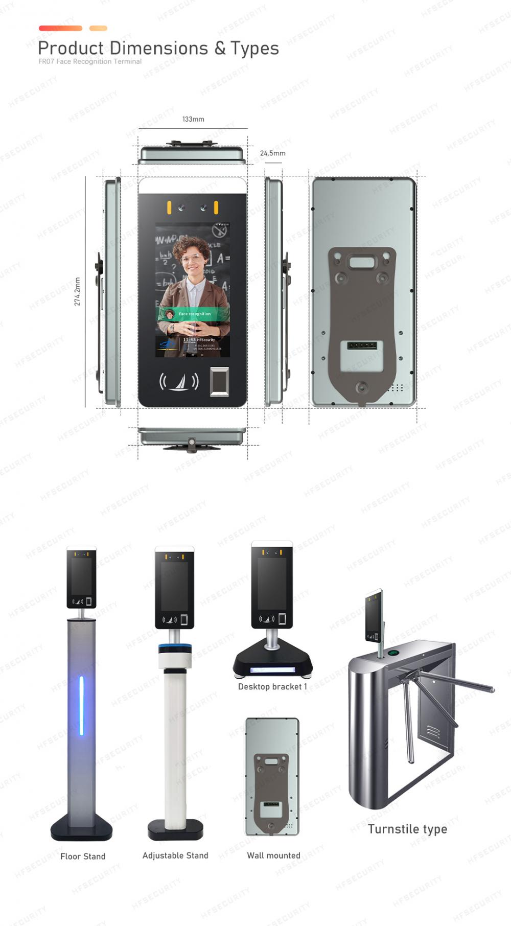 7 Inch Fingerprint Recognition Real Time Attendance