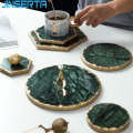 JINSERTA Marble Storage Tray Green Jewelry Display Plate Necklace Ring Earrings Cosmetic Organizer Desktop Sundries Decor Tray