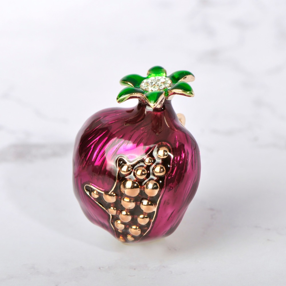 Blucome Lovely Purple Enamel Brooch Fruit Pomegranate Pins For Girls Women Party Clothing Sweater Suit Coat Scarf Jewelry Gifts