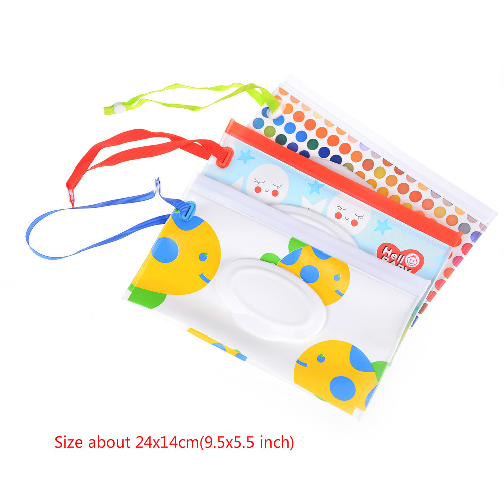 Baby Kids Wipe Clutch Carrying Bag Wet Wipes Dispenser Snap-strap Bag Pouch Outdoor Travel Wet Paper Towel Container