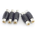 5Pcs RCA Female To RCA Female Audio Video Cable Jack Plug Adapter Plug For Cctv Camera Security System Bnc Socket Connector