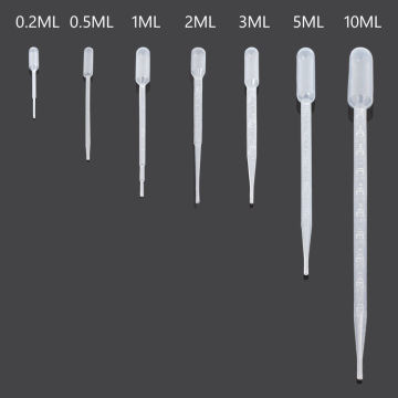 10Pcs 0.2ml/0.3ml/1ml/2ml/3ml/5ml LDPE Disposable Clear Plastic Eye Dropper Transfer straws Graduated Perfume Liquid Pipettes