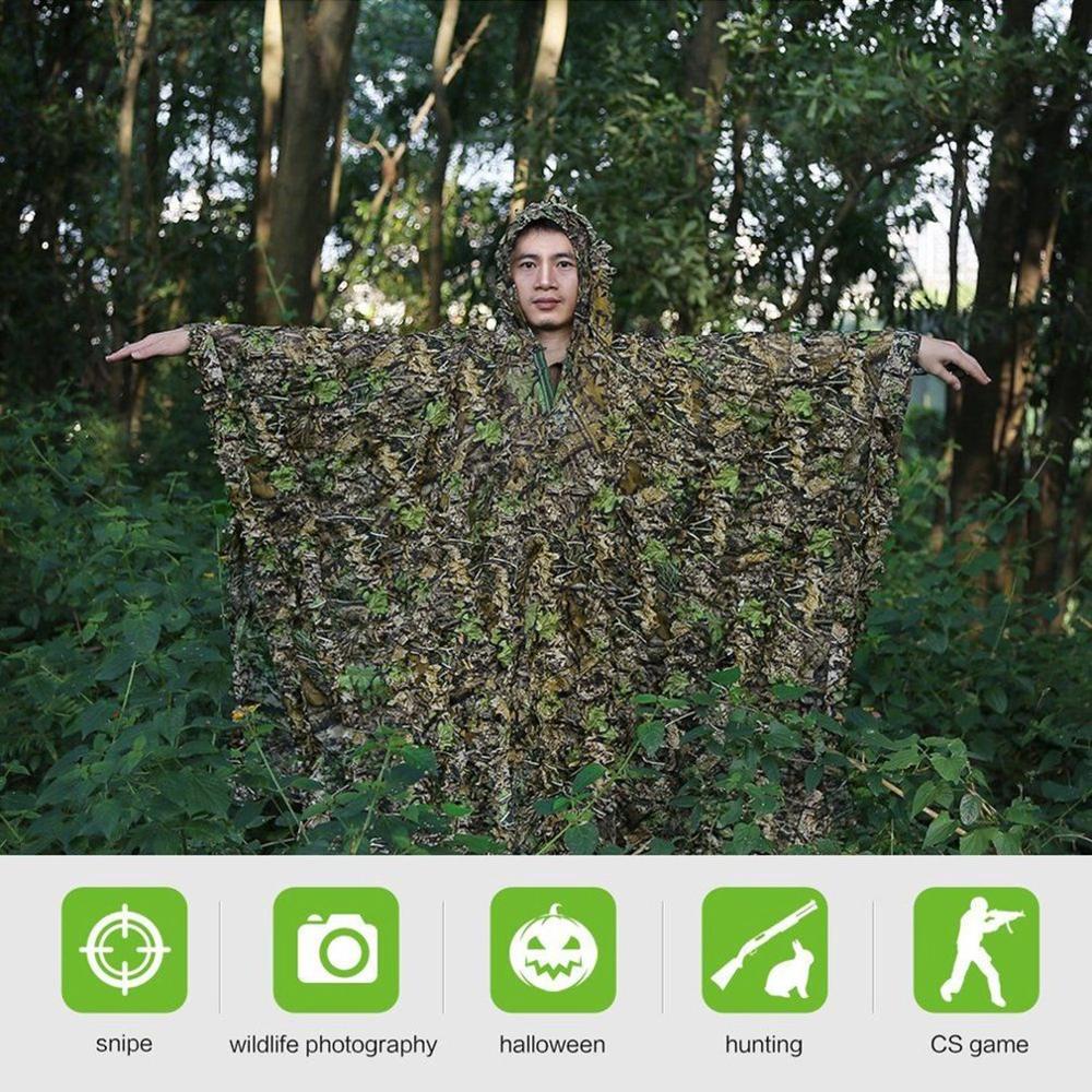 3D Leaves camouflage Suits sniper hunting Shooting clothes ghillie suitmoro Leaves Poncho Cloak Stealth cloak uniforme militar