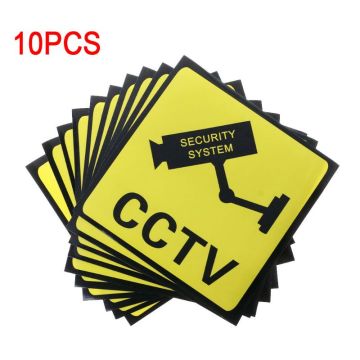 Free shipping 10PCS Warning Stickers CCTV SECURITY SYSTEM Self-adhensive Safety Label Signs Decal 111mm Waterproof HM